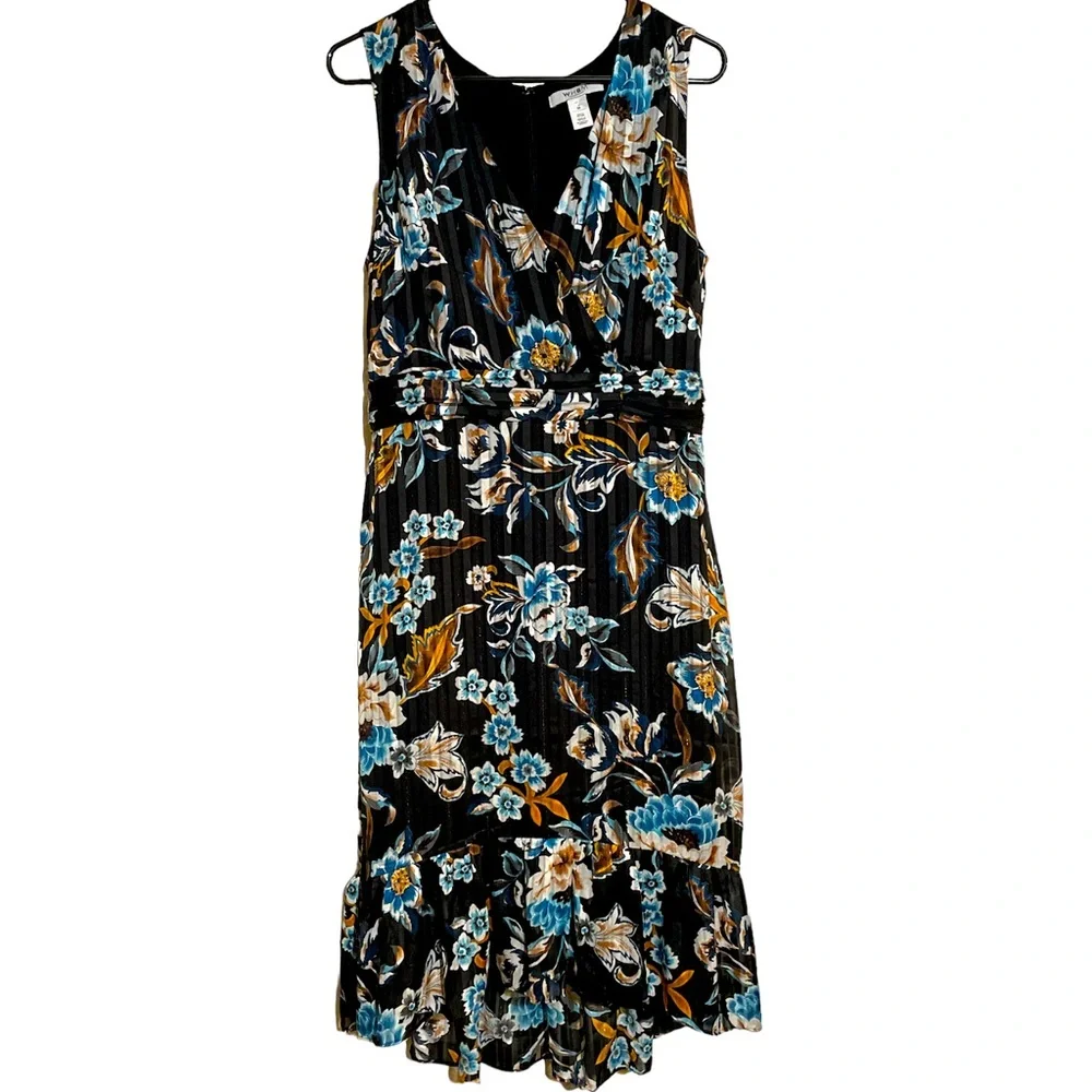 White House Black Market black floral print high low midi dress
